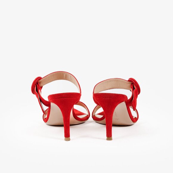 Gianvito Rossi Red Chamois Suede Heel Sandals - Picture 3 of 10